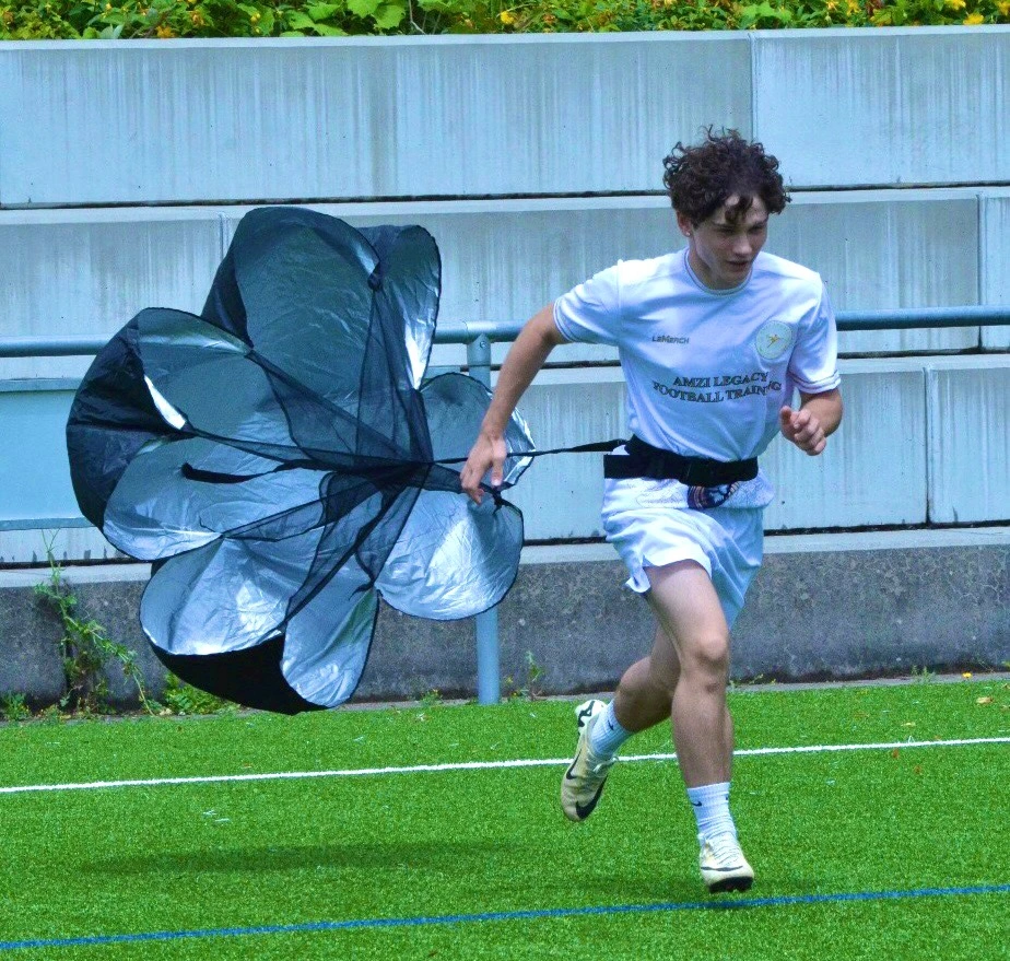 Children playing with a parachute